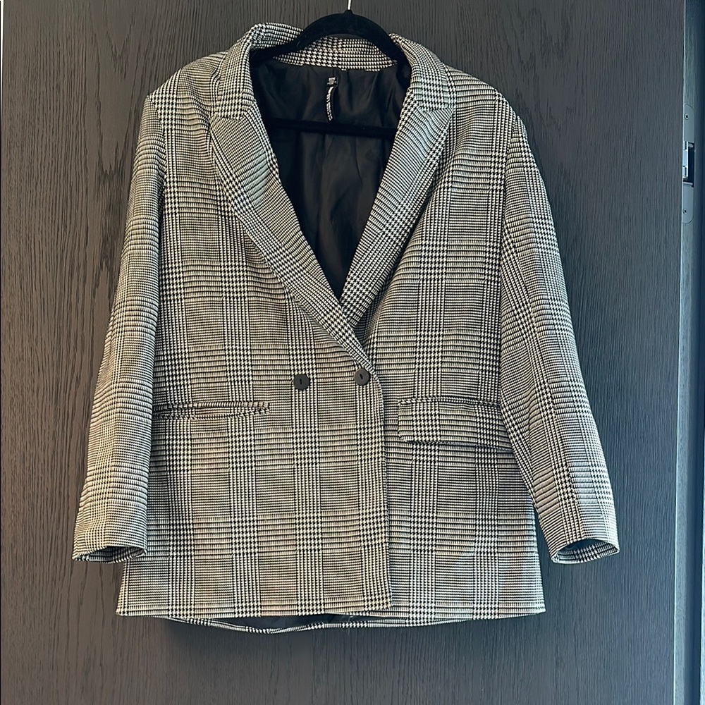 Design Lab Lord & Taylor Black and White Blazer Tailored Suit Jacket